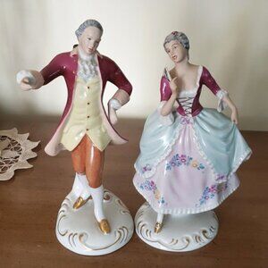 Vintage pair Royal Dux Porcelain Rocco Figurines